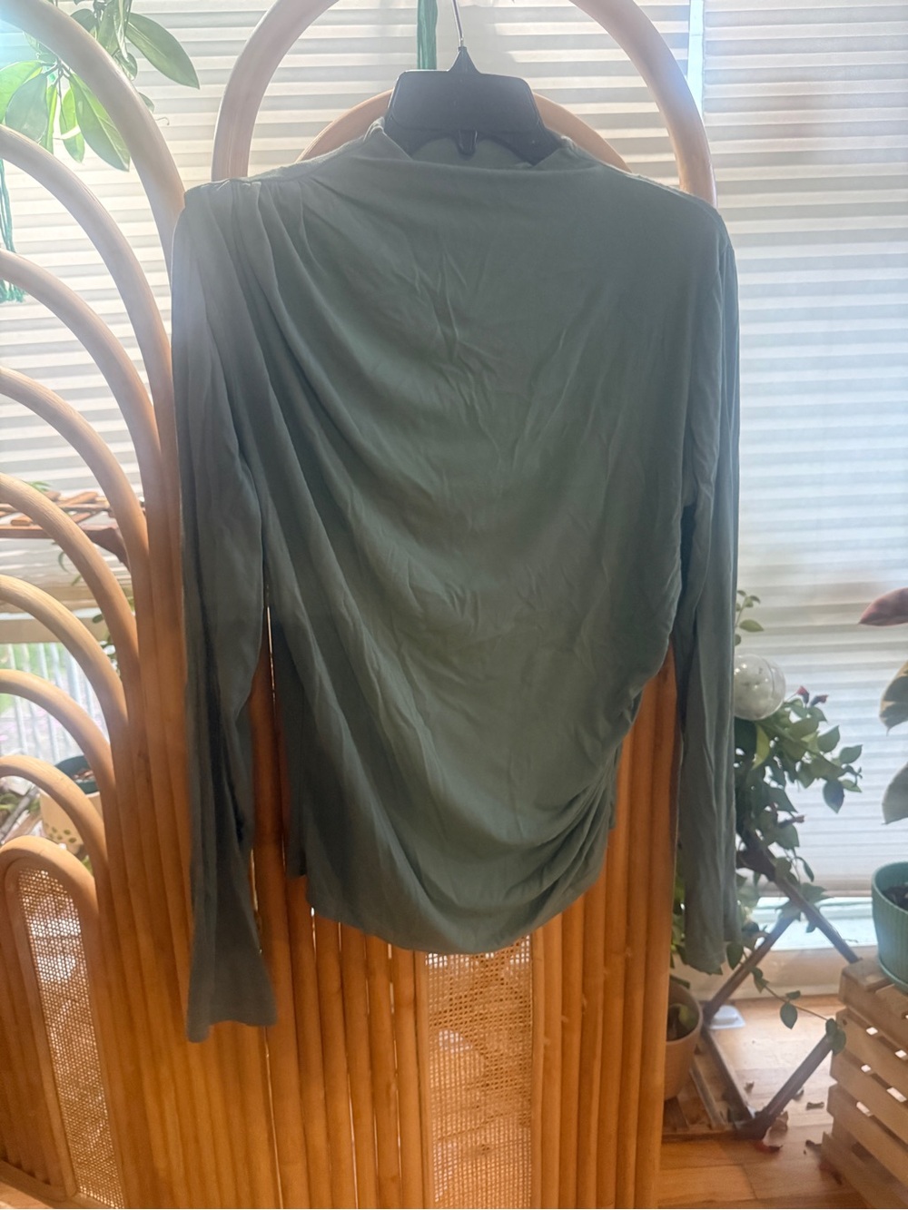 OGL Drapey Turtleneck Long Sleeve Tee in Sage Green
